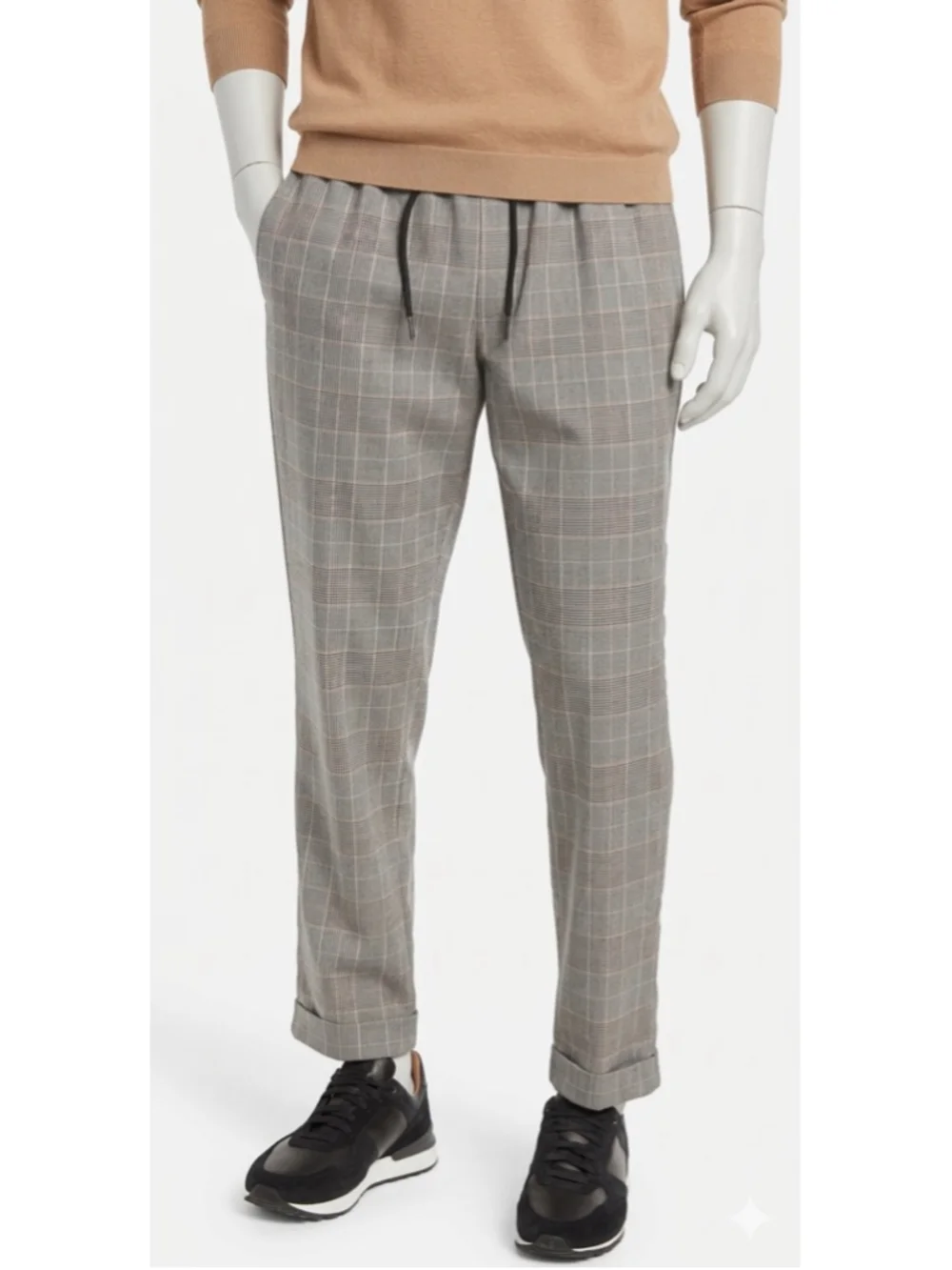 H&M Men’s Slim Fit Plaid Pull-On Pants Cuffed Joggers Size M